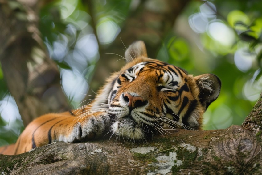 Tiger Sleeping on a Tree Branch in The Forest Wildlife Photography New (20)