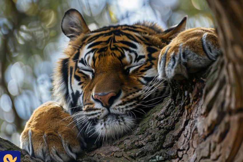 Tiger Sleeping on a Tree Branch in The Forest Wildlife Photography New (12)