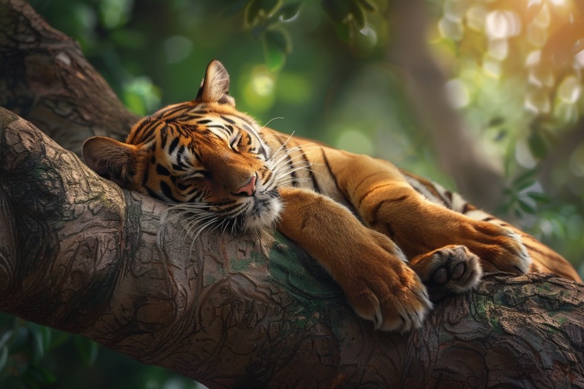 Tiger Sleeping on a Tree Branch in The Forest Wildlife Photography (57)