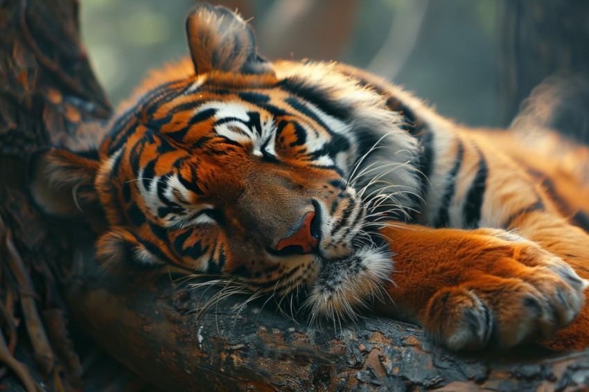 Tiger Sleeping on a Tree Branch in The Forest Wildlife Photography (60)