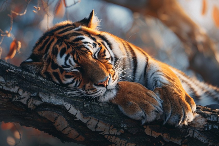 Tiger Sleeping on a Tree Branch in The Forest Wildlife Photography (61)