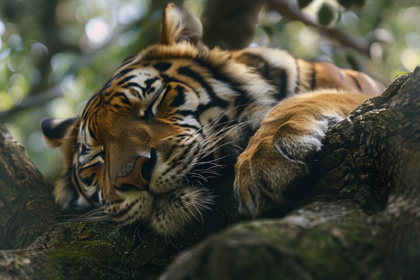 Tiger Sleeping on a Tree Branch in The Forest Wildlife Photography (53)