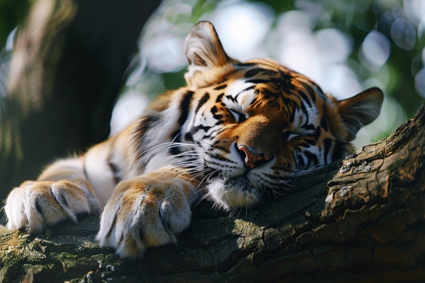 Tiger Sleeping on a Tree Branch in The Forest Wildlife Photography (59)