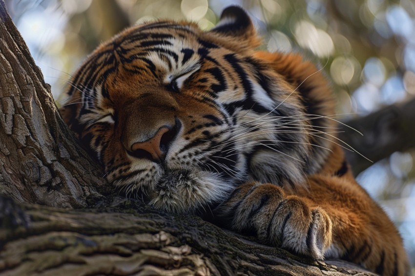 Tiger Sleeping on a Tree Branch in The Forest Wildlife Photography (56)