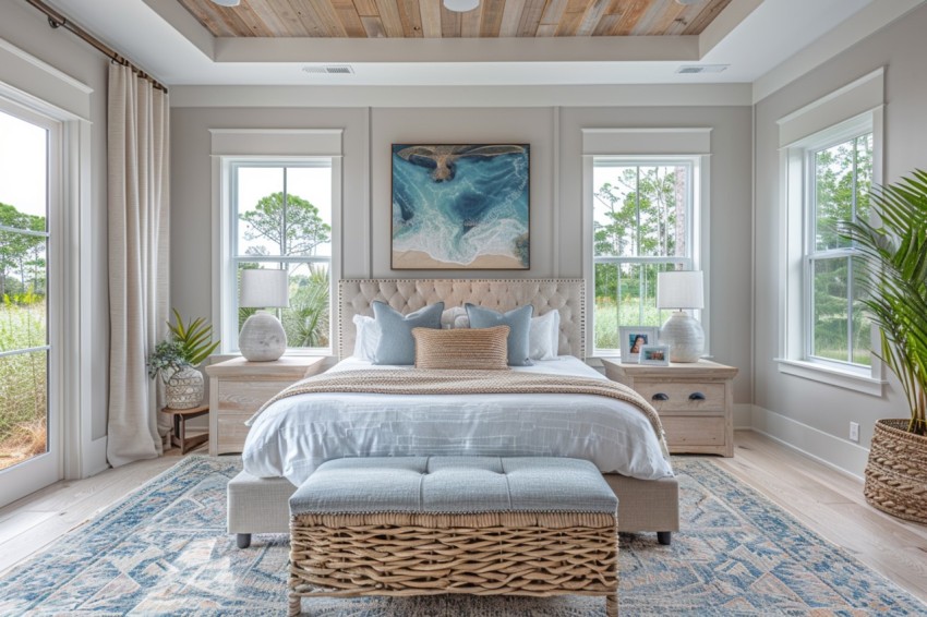 Light and Airy Coastal Style Bedroom Design Inspiration   Nautical Inspired Aesthetic Interior Decor Ideas (2041)