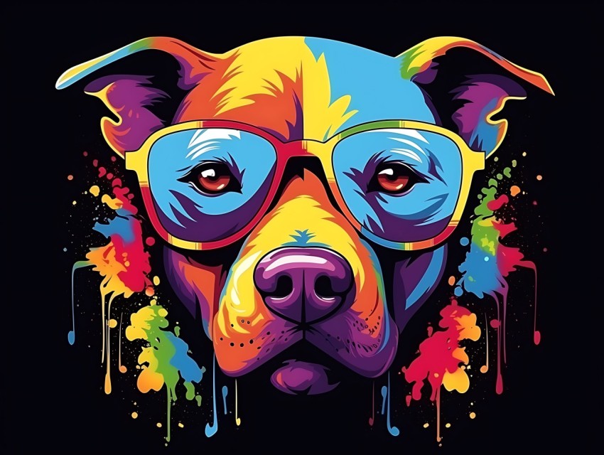 Colorful Abstract Funny Dog Face Head Vivid Colors Pop Art Vector Illustrations (5)