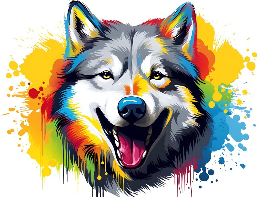 Colorful Abstract Funny Dog Face Head Vivid Colors Pop Art Vector Illustrations (46)