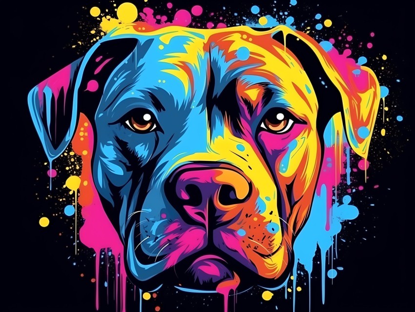Colorful Abstract Funny Dog Face Head Vivid Colors Pop Art Vector Illustrations (12)