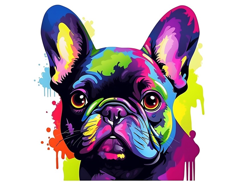 Colorful Abstract Funny Dog Face Head Vivid Colors Pop Art Vector Illustrations (100)
