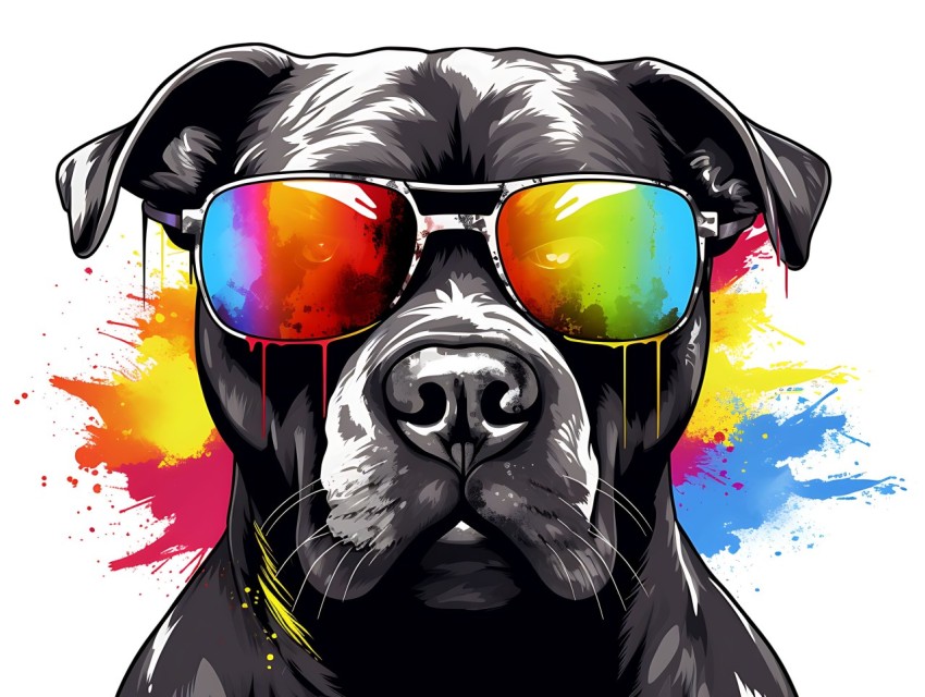 Colorful Abstract Funny Dog Face Head Vivid Colors Pop Art Vector Illustrations (82)