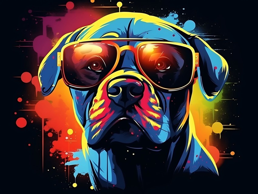 Colorful Abstract Funny Dog Face Head Vivid Colors Pop Art Vector Illustrations (59)