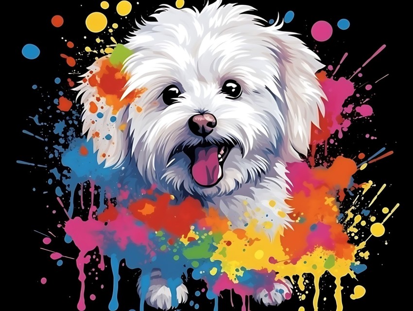 Colorful Abstract Funny Dog Face Head Vivid Colors Pop Art Vector Illustrations (89)