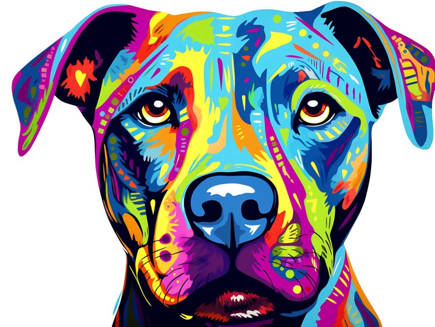Colorful Abstract Funny Dog Face Head Vivid Colors Pop Art Vector Illustrations (87)