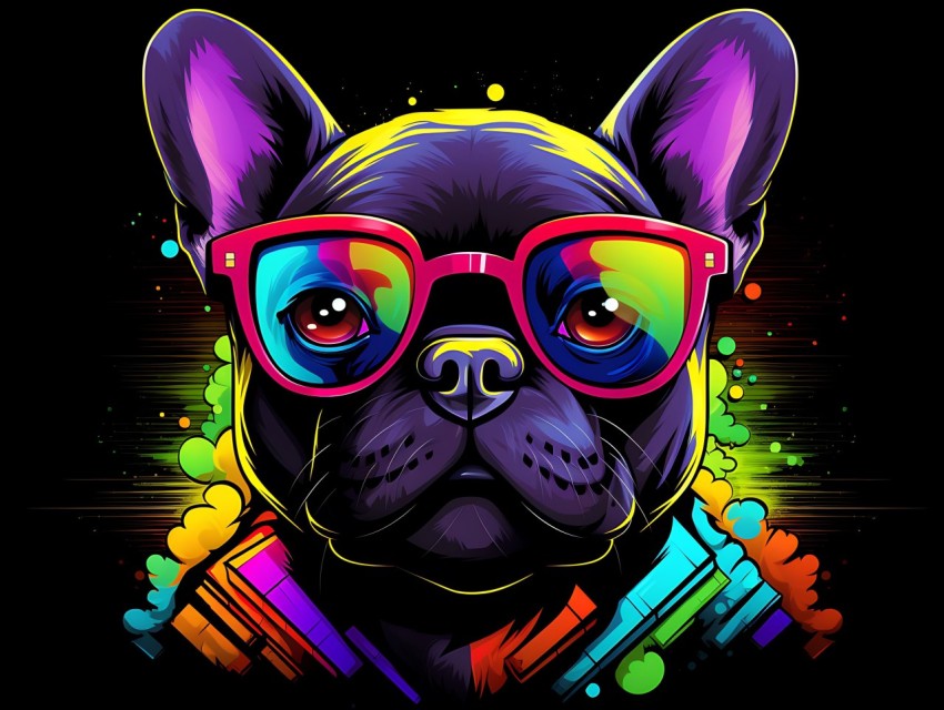 Colorful Abstract Funny Dog Face Head Vivid Colors Pop Art Vector Illustrations (58)