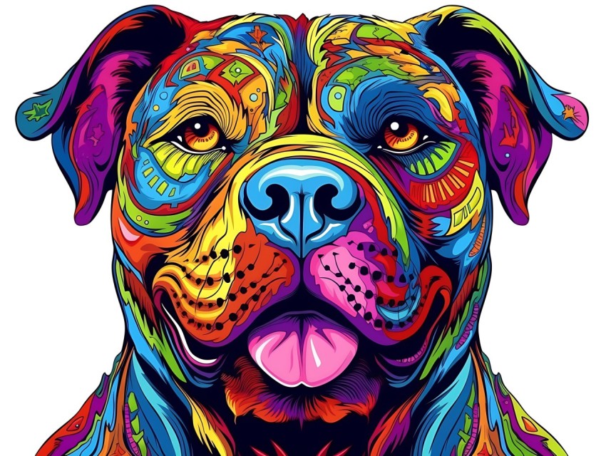 Colorful Abstract Funny Dog Face Head Vivid Colors Pop Art Vector Illustrations (95)