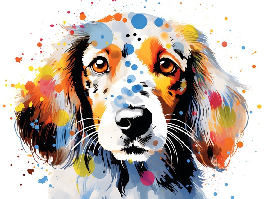 Colorful Abstract Funny Dog Face Head Vivid Colors Pop Art Vector Illustrations (73)