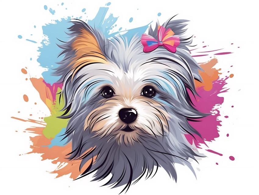 Colorful Abstract Funny Dog Face Head Vivid Colors Pop Art Vector Illustrations (102)
