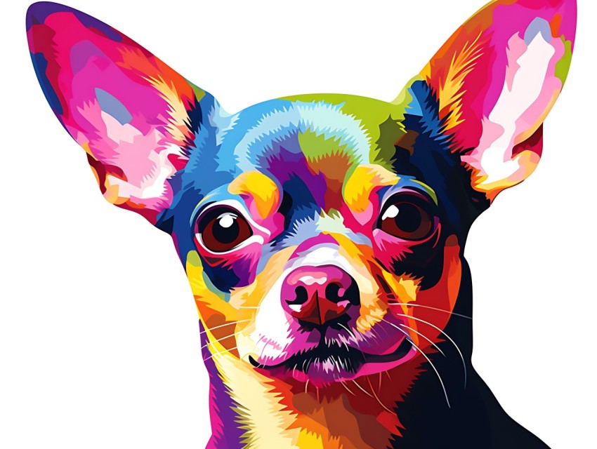 Colorful Abstract Funny Dog Face Head Vivid Colors Pop Art Vector Illustrations (148)