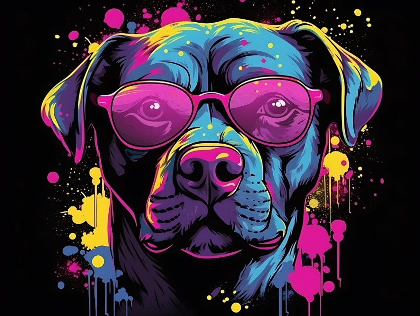 Colorful Abstract Funny Dog Face Head Vivid Colors Pop Art Vector Illustrations (129)