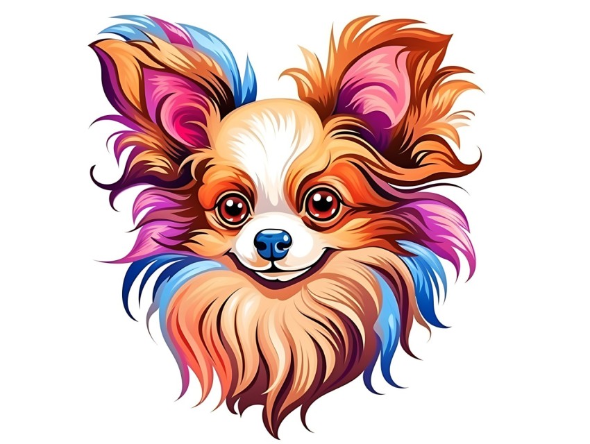 Colorful Abstract Funny Dog Face Head Vivid Colors Pop Art Vector Illustrations (107)