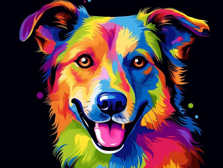 Colorful Abstract Funny Dog Face Head Vivid Colors Pop Art Vector Illustrations (106)