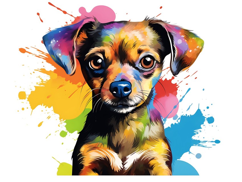Colorful Abstract Funny Dog Face Head Vivid Colors Pop Art Vector Illustrations (150)