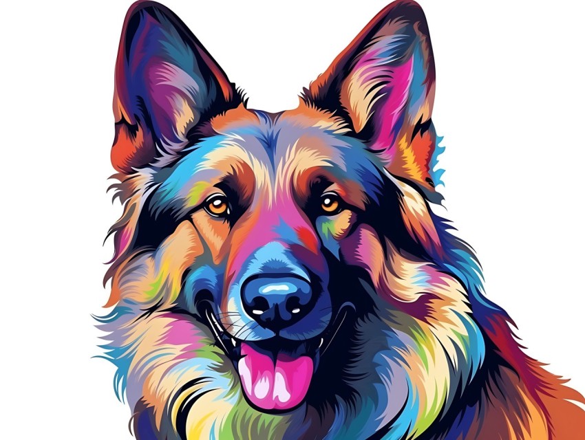 Colorful Abstract Funny Dog Face Head Vivid Colors Pop Art Vector Illustrations (138)