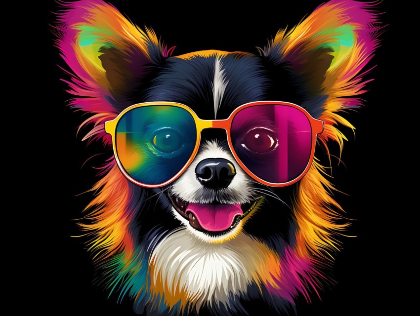 Colorful Abstract Funny Dog Face Head Vivid Colors Pop Art Vector Illustrations (147)