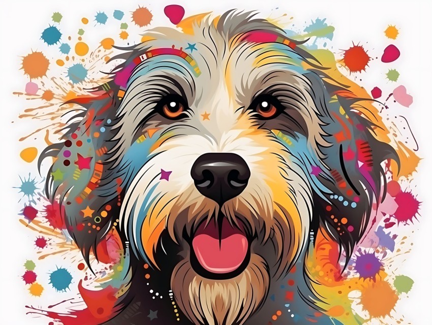 Colorful Abstract Funny Dog Face Head Vivid Colors Pop Art Vector Illustrations (109)