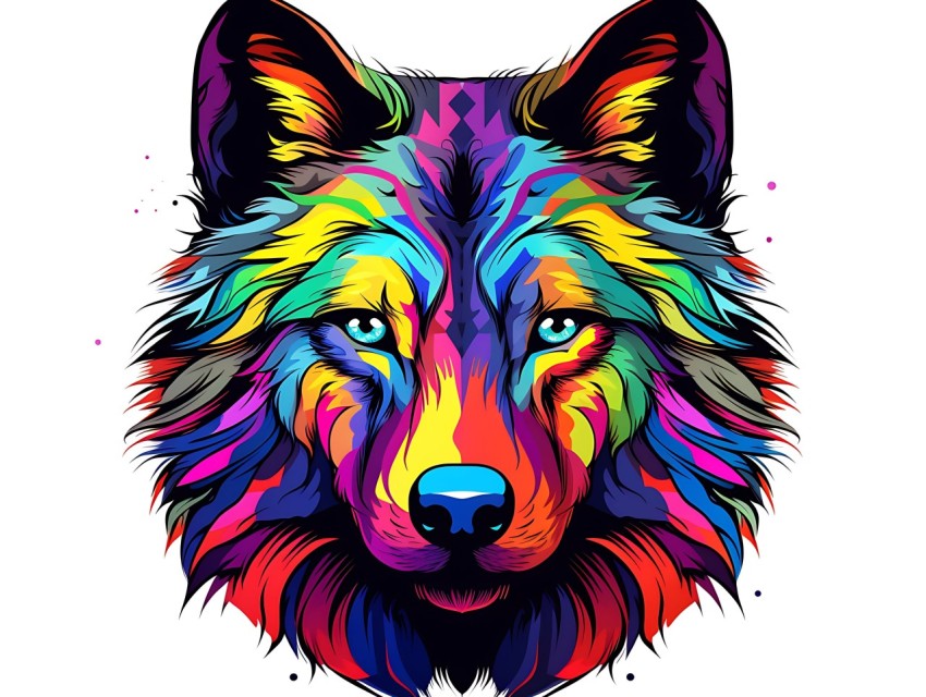 Colorful Abstract Funny Dog Face Head Vivid Colors Pop Art Vector Illustrations (118)