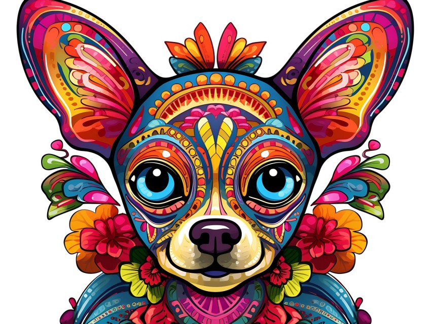 Colorful Abstract Funny Dog Face Head Vivid Colors Pop Art Vector Illustrations (112)