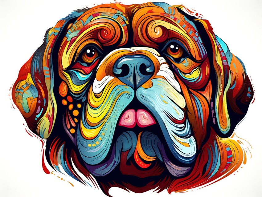 Colorful Abstract Funny Dog Face Head Vivid Colors Pop Art Vector Illustrations (131)