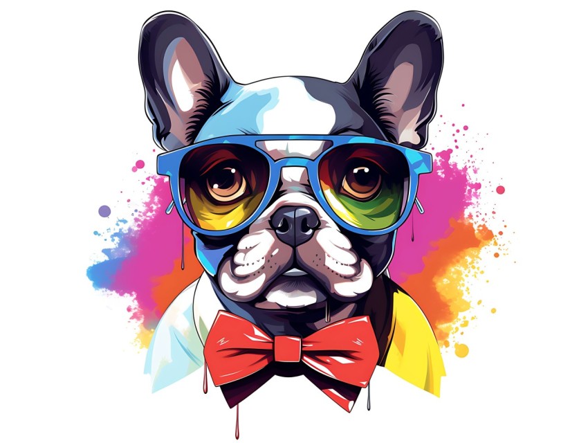 Colorful Abstract Funny Dog Face Head Vivid Colors Pop Art Vector Illustrations (166)