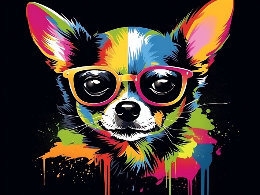 Colorful Abstract Funny Dog Face Head Vivid Colors Pop Art Vector Illustrations (187)