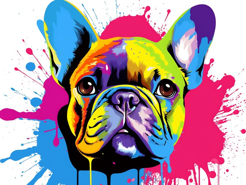 Colorful Abstract Funny Dog Face Head Vivid Colors Pop Art Vector Illustrations (195)