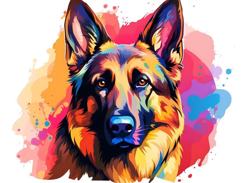 Colorful Abstract Funny Dog Face Head Vivid Colors Pop Art Vector Illustrations (192)