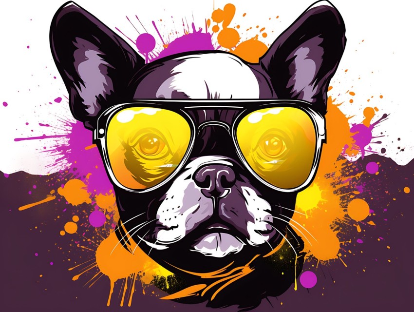 Colorful Abstract Funny Dog Face Head Vivid Colors Pop Art Vector Illustrations (176)