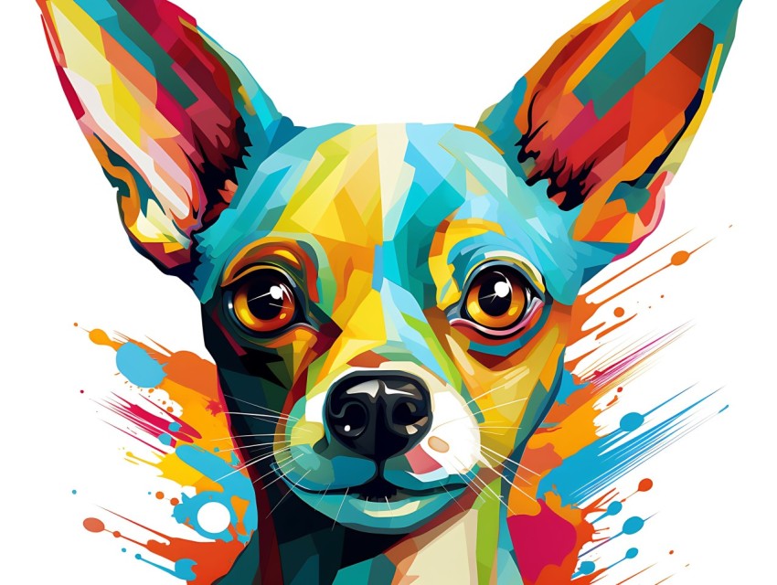 Colorful Abstract Funny Dog Face Head Vivid Colors Pop Art Vector Illustrations (164)