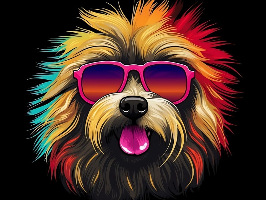 Colorful Abstract Funny Dog Face Head Vivid Colors Pop Art Vector Illustrations (152)