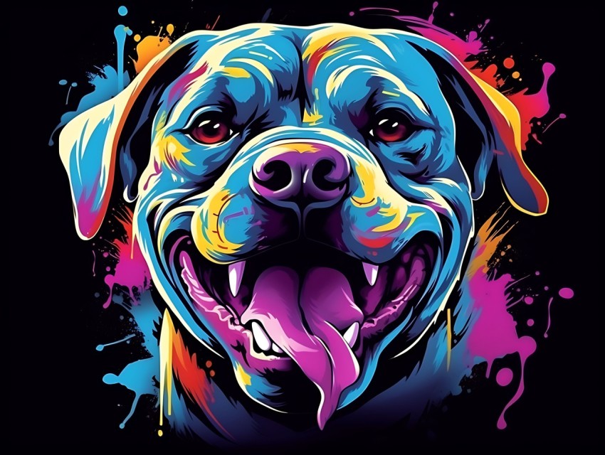 Colorful Abstract Funny Dog Face Head Vivid Colors Pop Art Vector Illustrations (157)