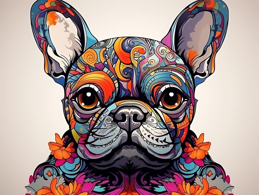 Colorful Abstract Funny Dog Face Head Vivid Colors Pop Art Vector Illustrations (151)