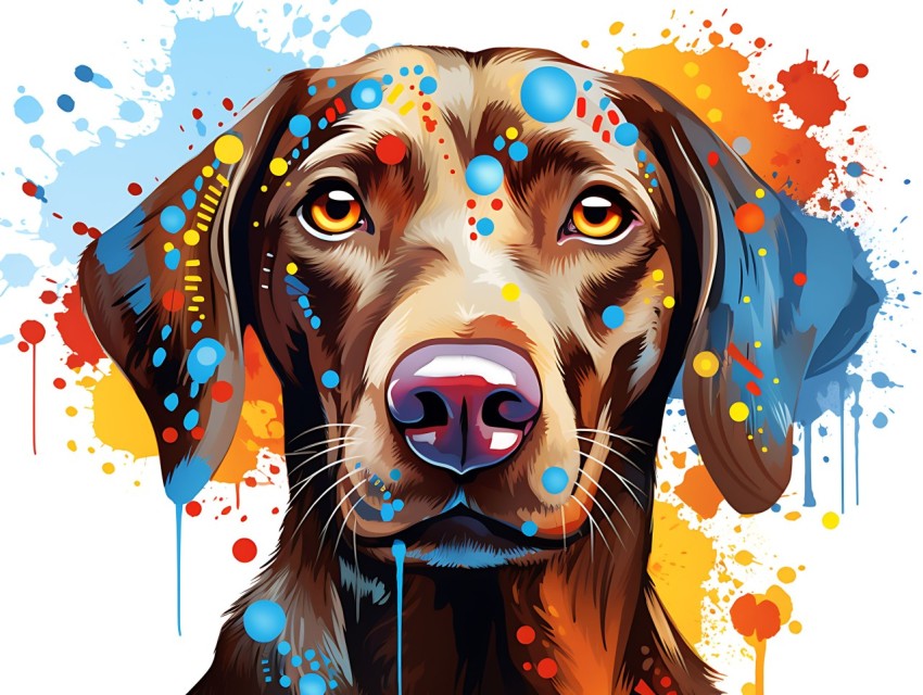 Colorful Abstract Funny Dog Face Head Vivid Colors Pop Art Vector Illustrations (186)
