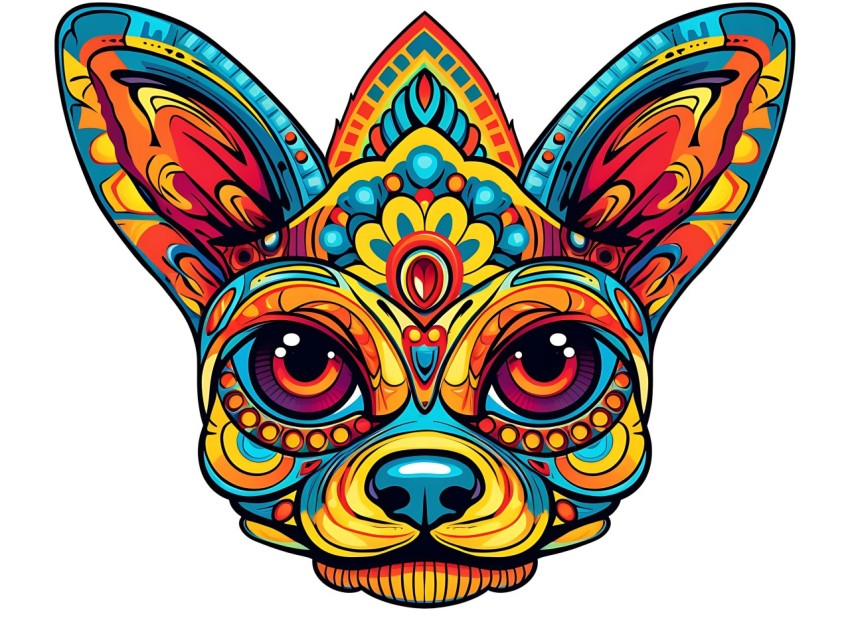 Colorful Abstract Funny Dog Face Head Vivid Colors Pop Art Vector Illustrations (165)