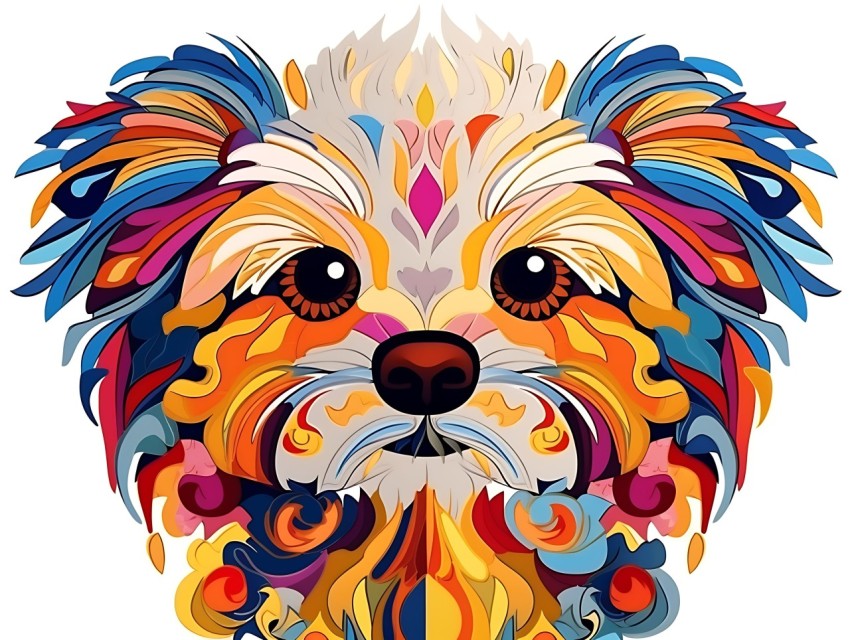 Colorful Abstract Funny Dog Face Head Vivid Colors Pop Art Vector Illustrations (168)