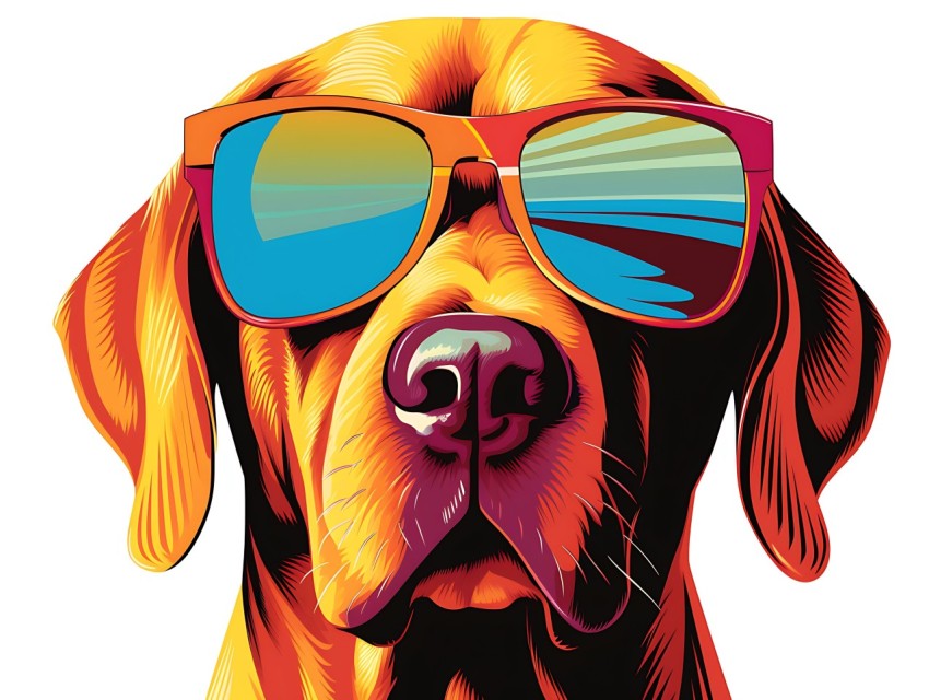 Colorful Abstract Funny Dog Face Head Vivid Colors Pop Art Vector Illustrations (174)