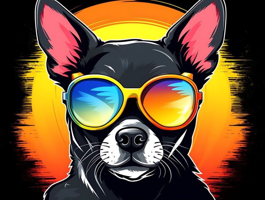 Colorful Abstract Funny Dog Face Head Vivid Colors Pop Art Vector Illustrations (163)