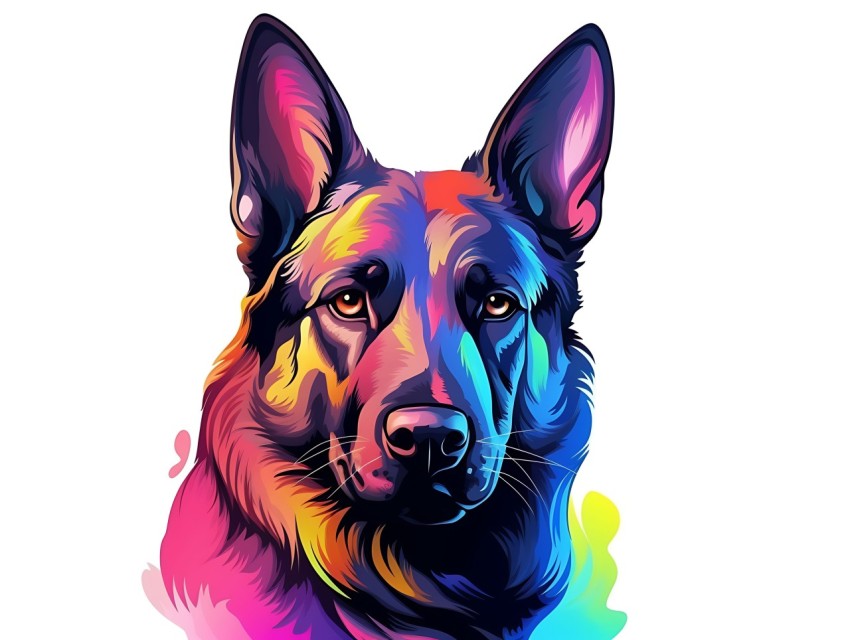 Colorful Abstract Funny Dog Face Head Vivid Colors Pop Art Vector Illustrations (232)