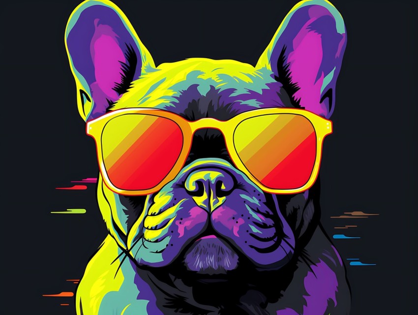 Colorful Abstract Funny Dog Face Head Vivid Colors Pop Art Vector Illustrations (237)