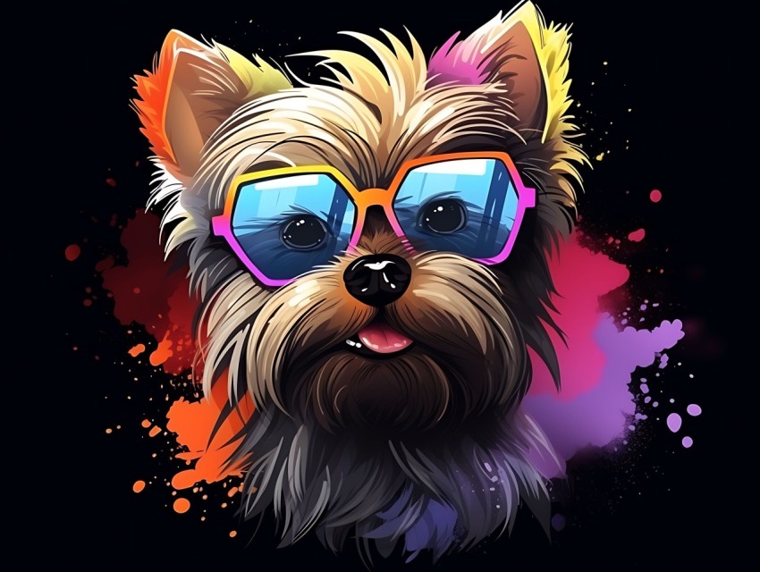 Colorful Abstract Funny Dog Face Head Vivid Colors Pop Art Vector Illustrations (223)