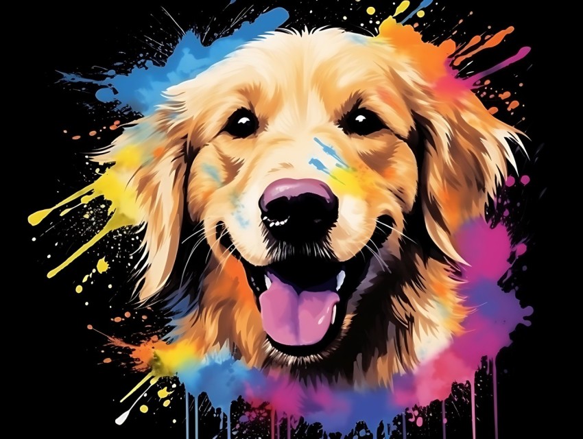 Colorful Abstract Funny Dog Face Head Vivid Colors Pop Art Vector Illustrations (217)